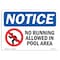 Signmission OSHA Notice Sign, 7" H, Rigid Plastic, No Running Allowed In Pool Area Sign With Symbol, Landscape OS-NS-P-710-L-14784 - alternate 1